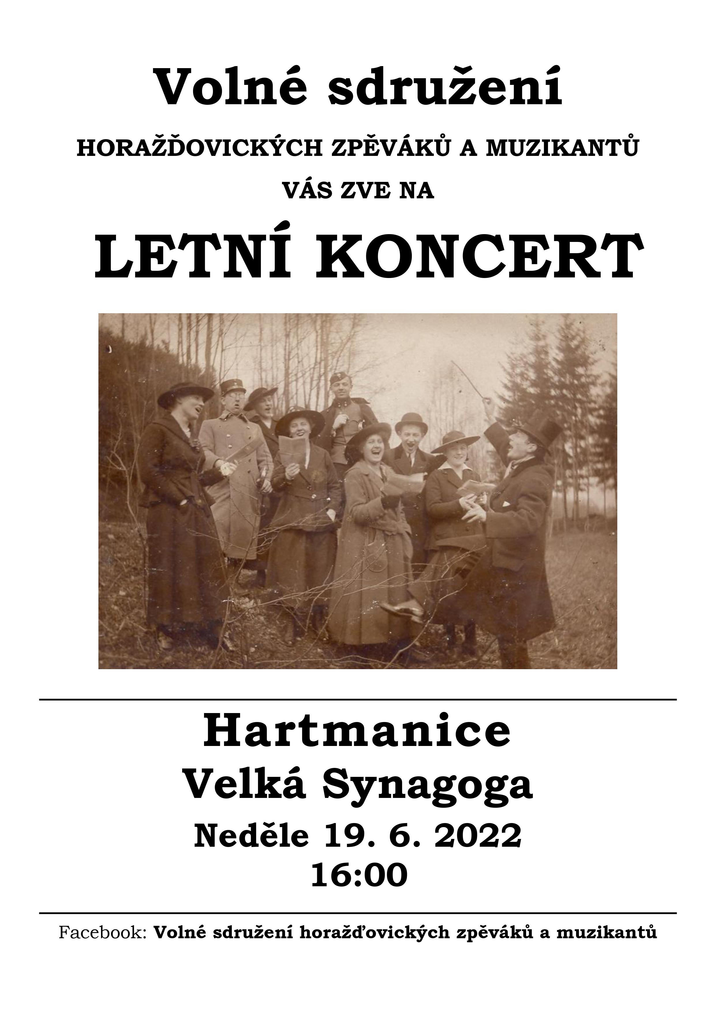 Plakát na koncert Volného sdružení horažďovických zpěváků a muzikantů