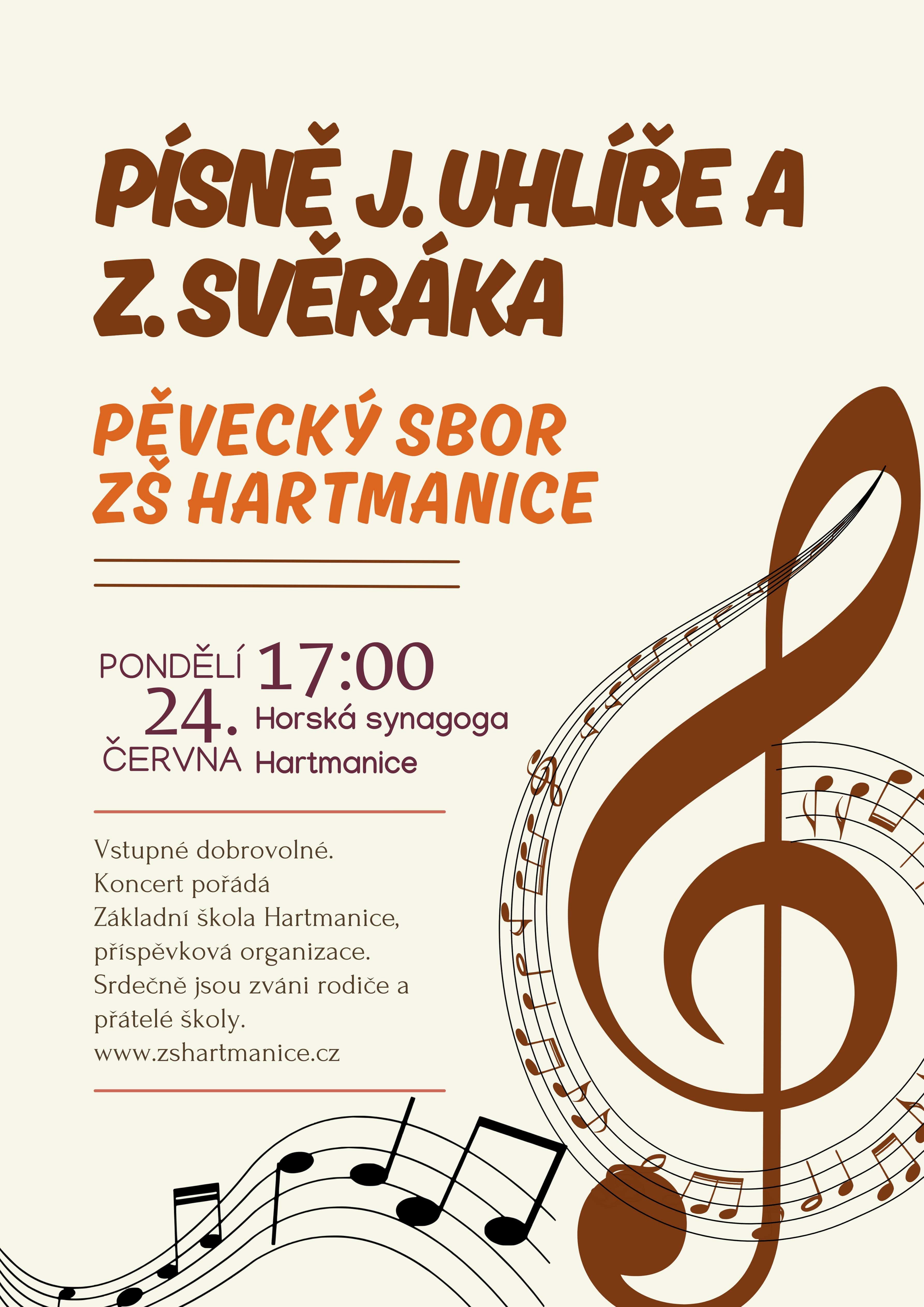 koncert Pěveckého sboru ZŠ Hartmanice písně Jaroslava Uhlíře a Zdeňka Svěráka